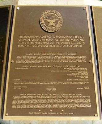 Kansas Korean War Memorial Sponsors Marker. Click for full size. Kansas Korean War Memorial Sponsors Marker image. Click for full size.
