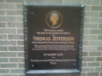 Former residence of Thomas Jefferson Marker image. Click for full size.