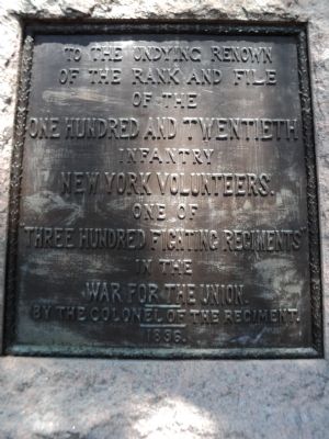 One Hundred and Twentieth Infantry New York Volunteers Marker image. Click for full size.