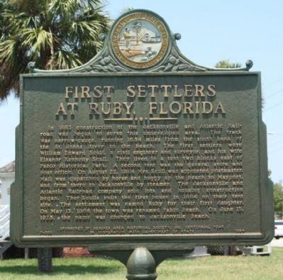 First Settlers At Ruby, Florida Marker image. Click for full size.