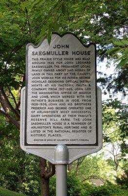 John Saegmuller House Marker image. Click for full size.