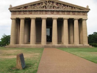 The Parthenon Marker and rear of the Parthenon.. Click for full size. The Parthenon Marker and rear of the Parthenon. image. Click for full size.