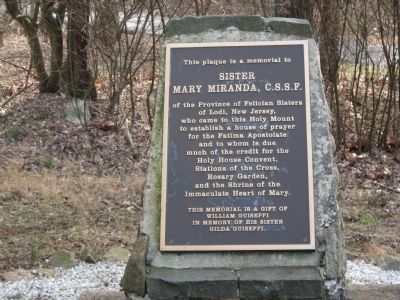 Sister Mary Miranda C.S.S.F. Marker. Click for full size. Sister Mary Miranda C.S.S.F. Marker image. Click for full size.