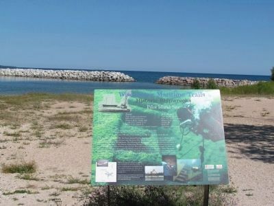 Marker and Lake Michigan image. Click for full size.