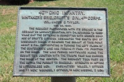 40th Ohio Infantry. Marker image. Click for full size.