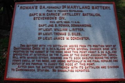 Rowan's GA, formerly 3d Maryland Battery Marker. Click for full size. Rowan's GA, formerly 3d Maryland Battery Marker image. Click for full size.