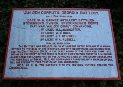 Van Den Corput's Georgia Battery Marker. Click for full size. Van Den Corput's Georgia Battery Marker image. Click for full size.