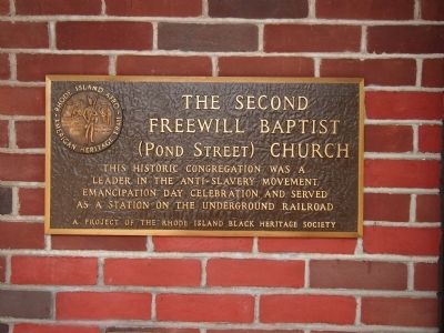 The Second Freewill Baptist (Pond Street) Church Marker image. Click for full size.