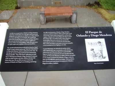El Parque de Orlando y Diego Mendoza Marker. Click for full size. El Parque de Orlando y Diego Mendoza Marker image. Click for full size.