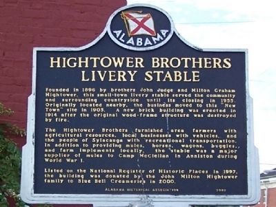 Hightower Brothers Livery Stable Marker image. Click for full size.