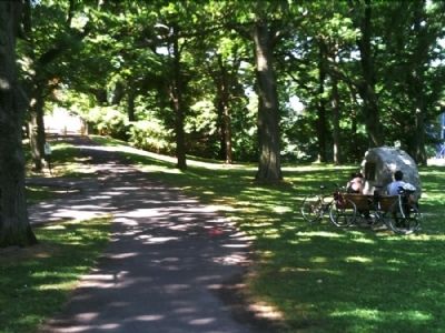 Curtis Point Marker as seen facing south along the Genesee Riverway Trail image. Click for full size.