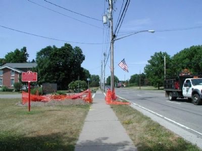 West Henrietta Farm Marker as seen facing north on 15 image. Click for full size.