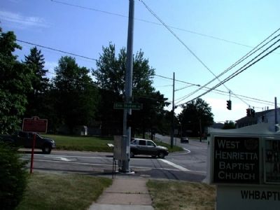 The West Henrietta Village Marker as seen facing south on 15 image. Click for full size.