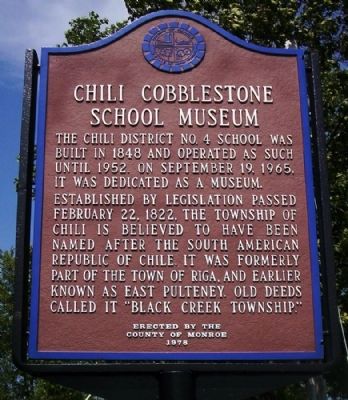 Chili Cobblestone School Museum Marker image. Click for full size.