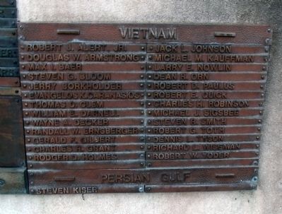Right Plaque - - Elkhart County Honor Roll Marker. Click for full size. Right Plaque - - Elkhart County Honor Roll Marker image. Click for full size.