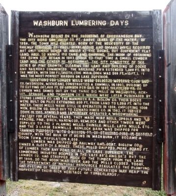 Washburn Lumbering Days / The Hines Lumber Company Marker image. Click for full size.