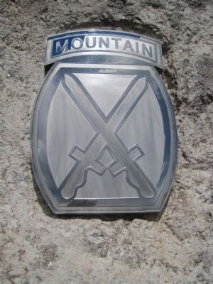 10th Mountain Division symbol on the Soldiers of the Summit Memorial. Click for full size. 10th Mountain Division symbol on the Soldiers of the Summit Memorial image. Click for full size.