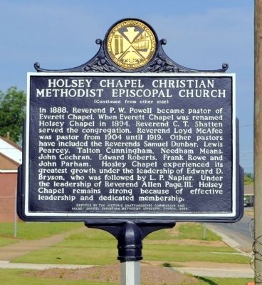 Holsey Chapel Christian Methodist Episcopal Church Marker (Side 2) image. Click for full size.