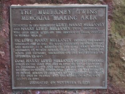 The Mullaney Twins Memorial Parking Area Marker image. Click for full size.