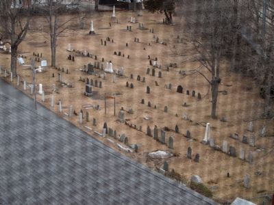 A view of the Old Kirk Yard from the church bell tower image. Click for full size.