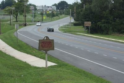 Antietam Battlefield Marker, looking north along South Potomac Street (Maryland Route 65) image. Click for full size.
