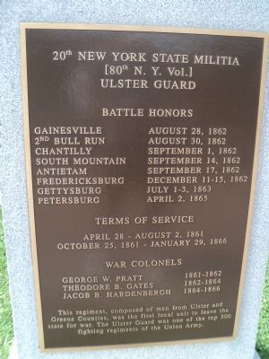 20th New York State Militia Marker image. Click for full size.