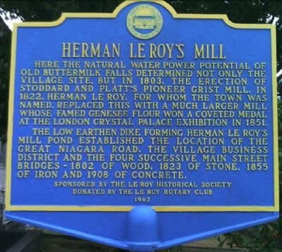 Henry Le Roy's Mill Marker image. Click for full size.