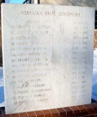 Territory and State of Nebraska Governors Marker image. Click for full size.