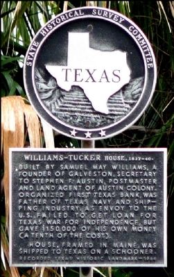 Williams-Tucker House, 1837-40 Marker image. Click for full size.