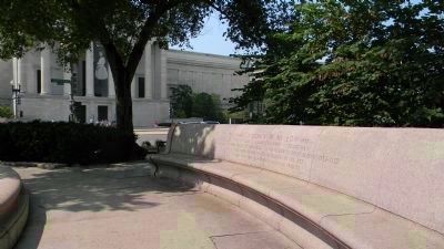 The Andrew W. Mellon Memorial Park, with the inscribed fountain bench to the right. Click for full size. The Andrew W. Mellon Memorial Park, with the inscribed fountain bench to the right image. Click for full size.