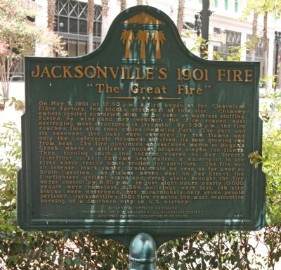 Jacksonville's 1901 Fire Marker image. Click for full size.