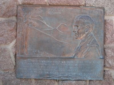 Plaque to Stephen Tyng Mather, founder of the National Park Service image. Click for full size.