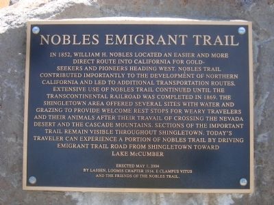 Nobles Emigrant Trail Marker image. Click for full size.