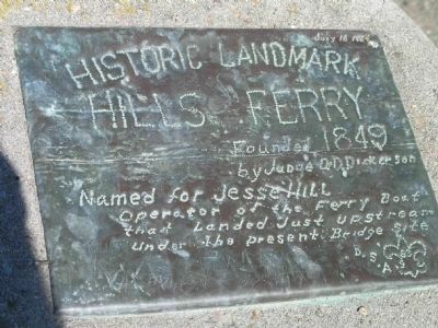 Historic Landmark Hills Ferry Marker image. Click for full size.