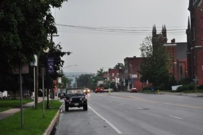 Warsaw's First House Marker as seen facing north on 19. Click for full size. Warsaw's First House Marker as seen facing north on 19 image. Click for full size.