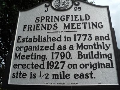 Springfield Friends Meeting Marker image. Click for full size.