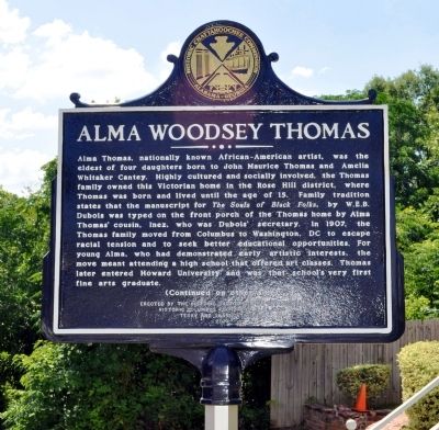 Alma Woodsey Thomas Marker, Side 1. Click for full size. Alma Woodsey Thomas Marker, Side 1 image. Click for full size.