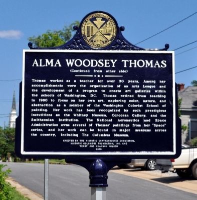 Alma Woodsey Thomas Marker, Side 2. Click for full size. Alma Woodsey Thomas Marker, Side 2 image. Click for full size.