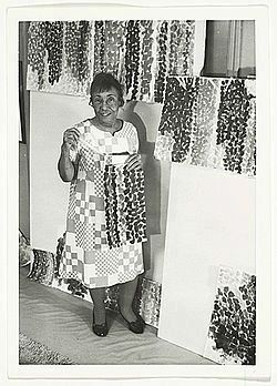 Alma Woodsey Thomas in her studio, c.1968 image. Click for full size.