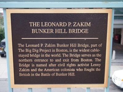 The Leonard P. Zakim Bunker Hill Bridge Marker image. Click for full size.