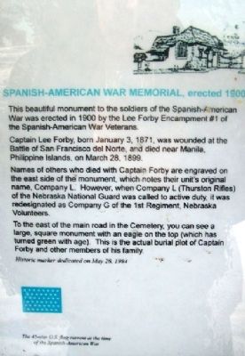 Spanish- American War Memorial Marker image. Click for full size.