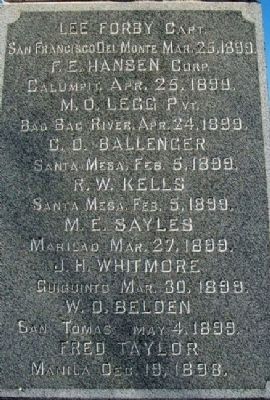 Spanish- American War Memorial Honored Dead image. Click for full size.