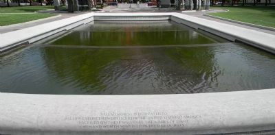 View of the Memorial's reflection pool with the image. Click for full size.
