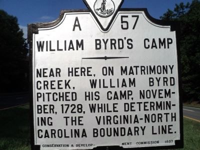 William Byrd’s Camp Marker image. Click for full size.