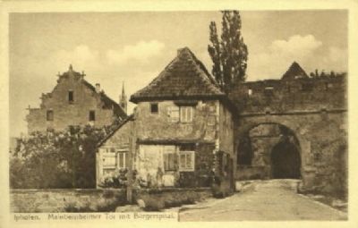 Mainbernheimer Gate and Brgerspital - postcard view image. Click for full size.