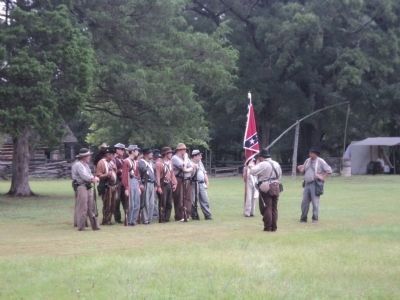 Confederate Soldiers Drill near Bennett House image. Click for full size.
