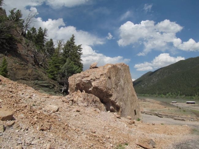 Madison Canyon Earthquake Memorial Boulder image. Click for full size.