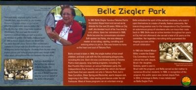 Belle Ziegler Park Marker image. Click for full size.