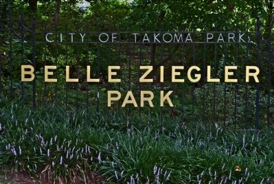 Belle Ziegler Park sign at Takoma and Buffalo Avenues image. Click for full size.
