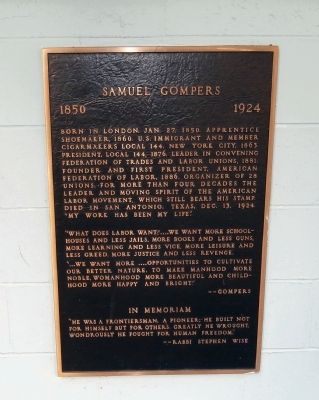 Samuel Gompers Marker image. Click for full size.